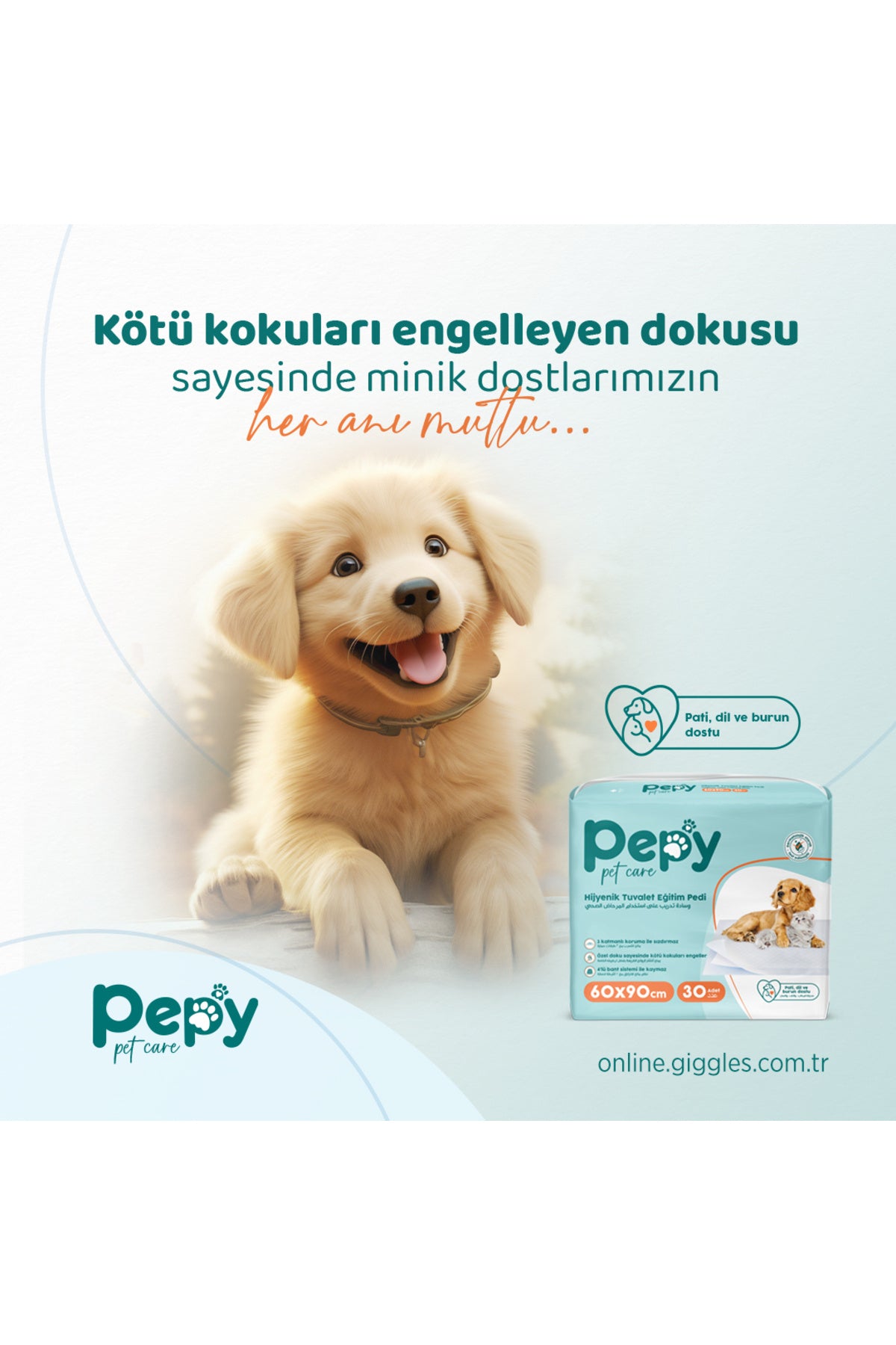 60x90 Hijyenik Tuvalet Eğitim Pedi 30'lu 3 Paket 90 Adet