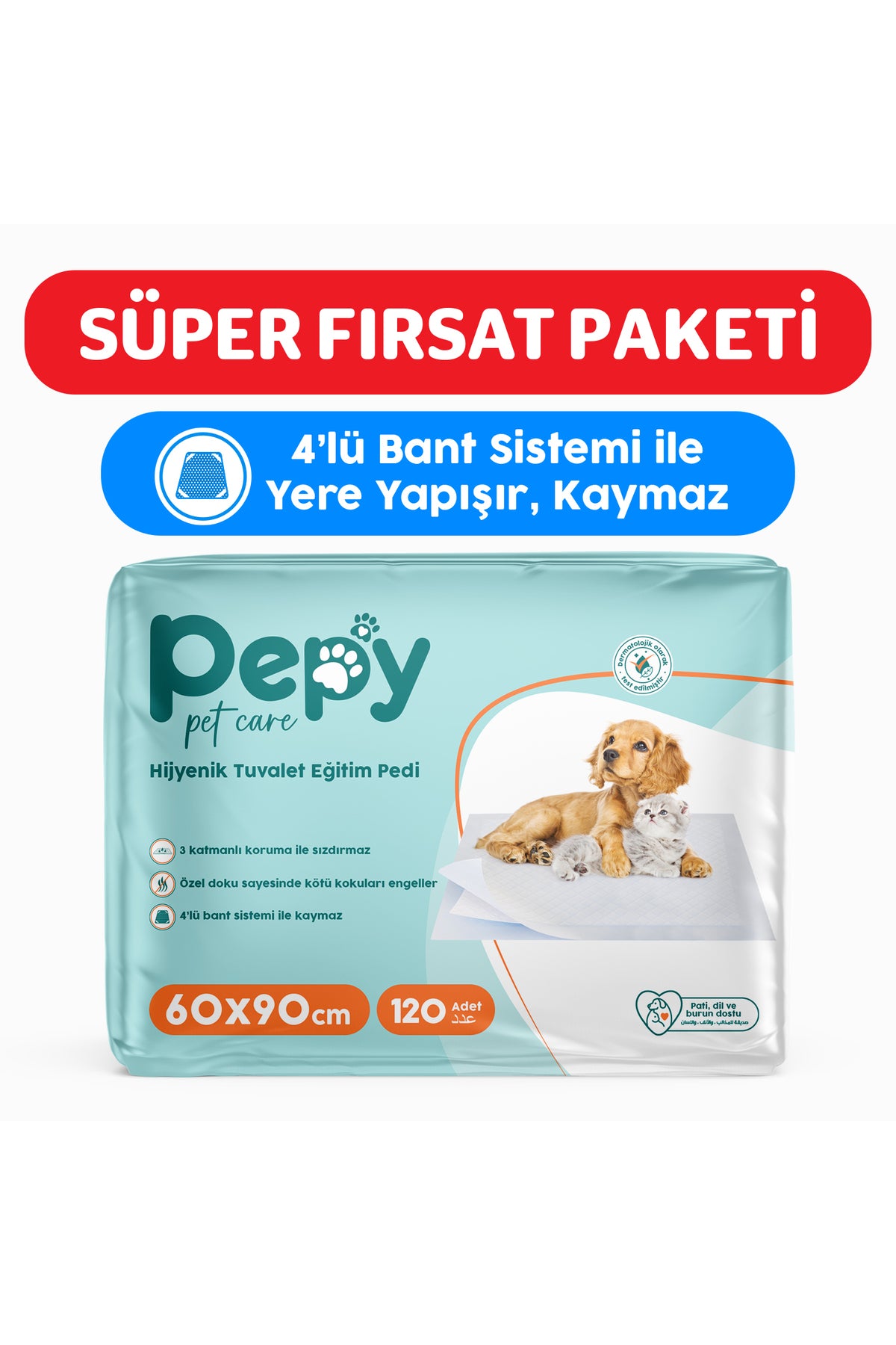 60x90 Hijyenik Tuvalet Eğitim Pedi 30'lu 4 Paket 120 Adet