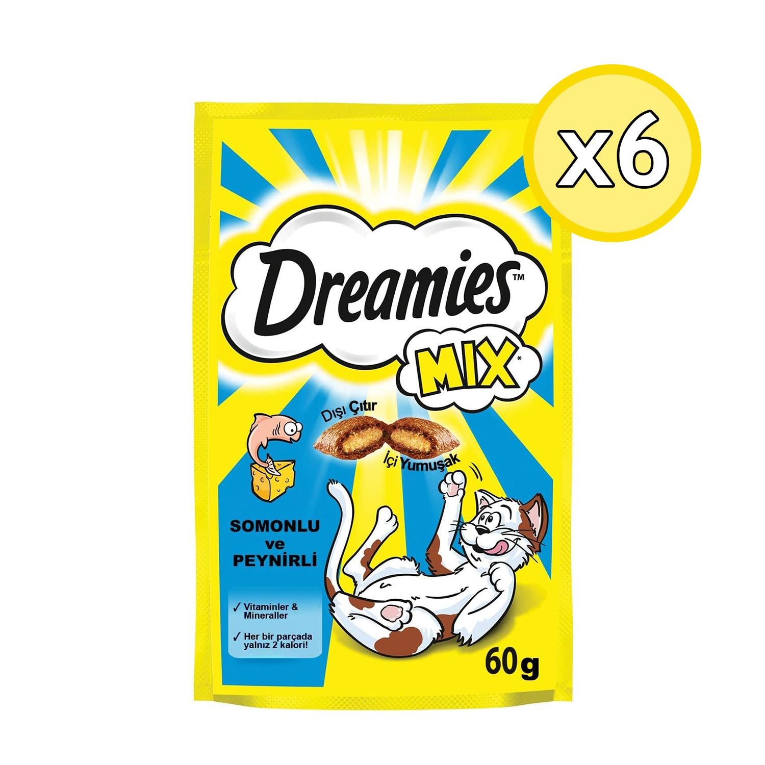 Dreamies Mix Peynirli ve Somonlu Yetişkin Kedi Ödül Maması 60 Gr 6 Adet