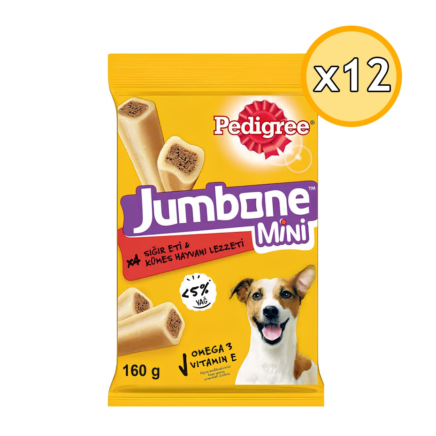 Pedigree Jumbone Mini Sığır Etli Yetişkin Ödül Köpek Maması 160 Gr 12 Adet