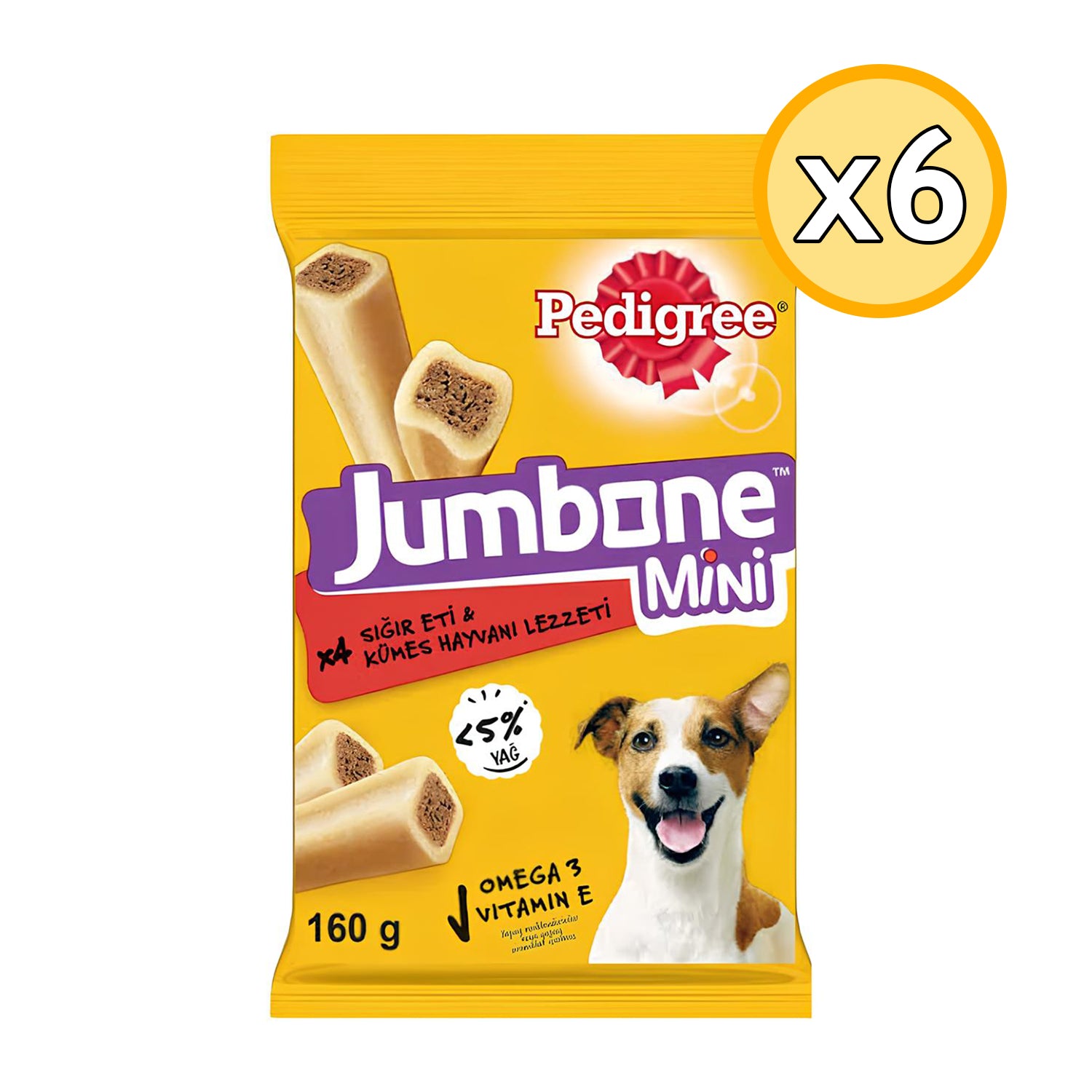 Pedigree Jumbone Mini Sığır Etli Yetişkin Ödül Köpek Maması 160 Gr 6 Adet