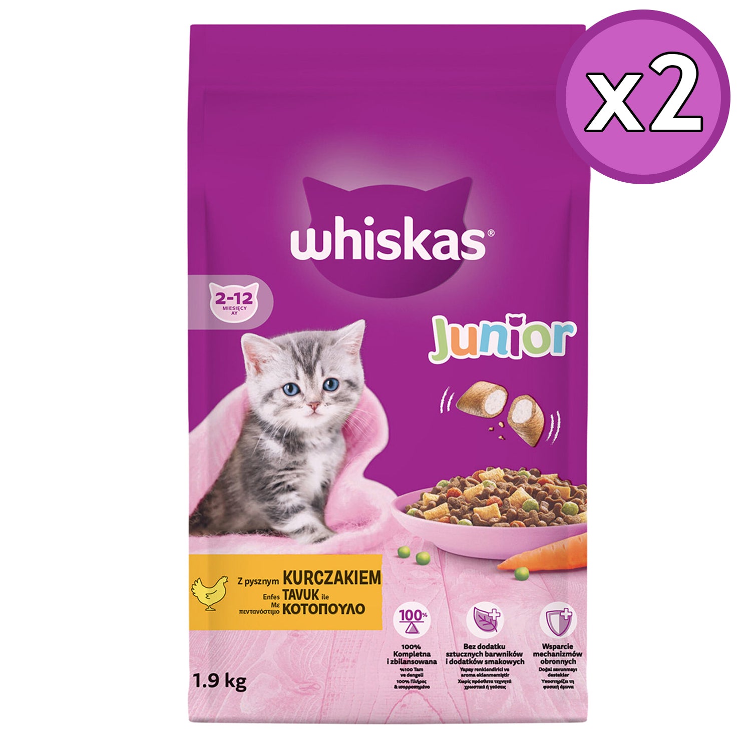 Whiskas Tavuklu Yavru Kedi Maması 1.9 Kg 2 Adet